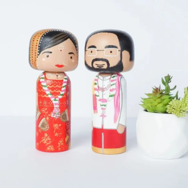 Personalized wooden family portrait on large peg doll