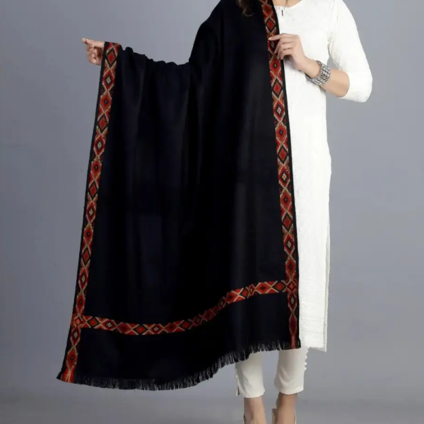 Black Shawl Meditation Prayer / Throw Unisex - Himachal Pradesh