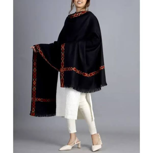 Black Shawl Meditation Prayer / Throw Unisex - Himachal Pradesh