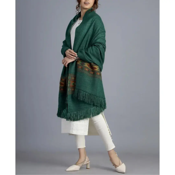 Christmas Green Indian Light Weight Shawl / Throw Unisex - Himachal Pradesh