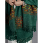 Christmas Green Indian Light Weight Shawl / Throw Unisex - Himachal Pradesh
