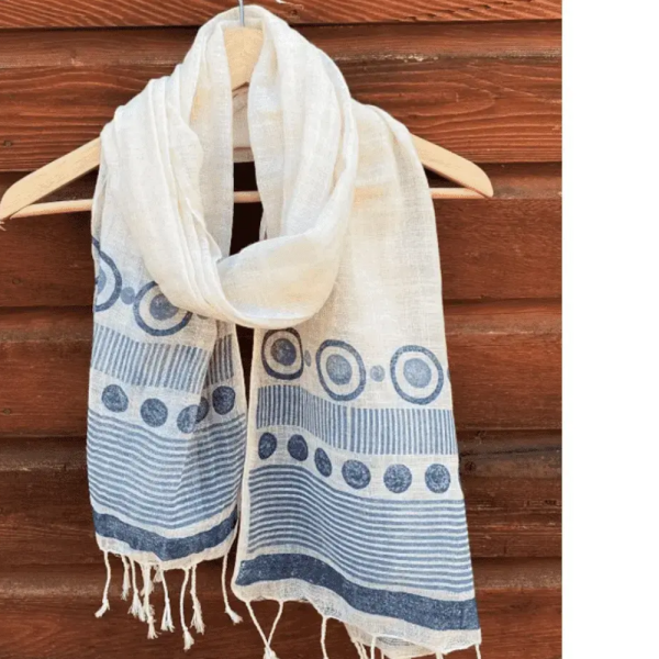 DIY - Block Printing Organic Scarf Kit- Blues