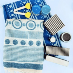 DIY - Block Printing Organic Scarf Kit- Blues
