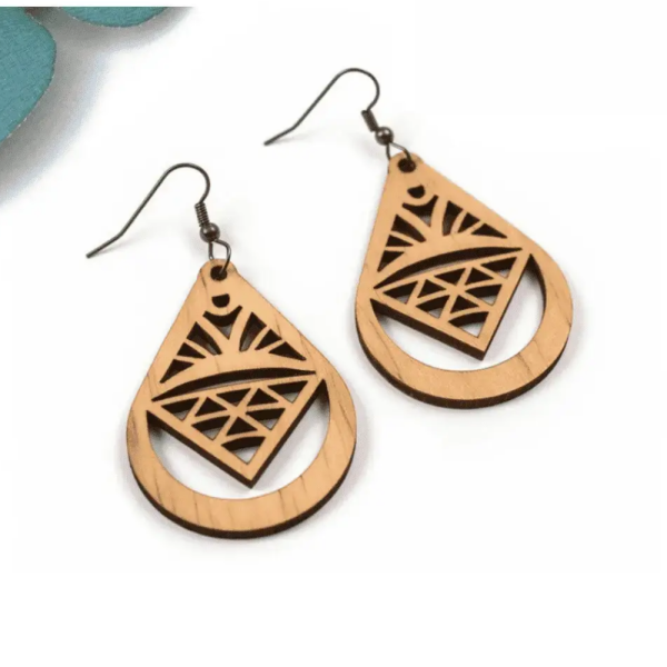 Hand - Painted Wooden MDF Earrings ( 4 Designs )