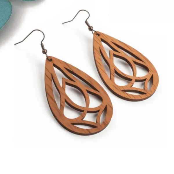 Hand - Painted Wooden MDF Earrings ( 4 Designs )