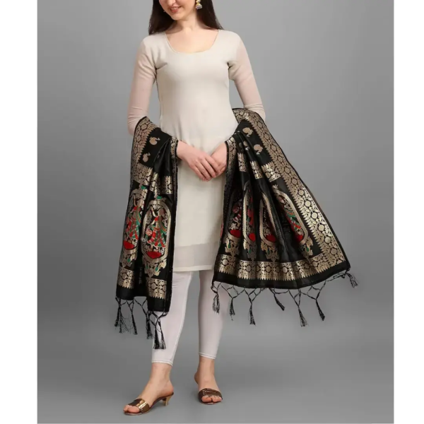 Handmade Black Banarasi Dupatta