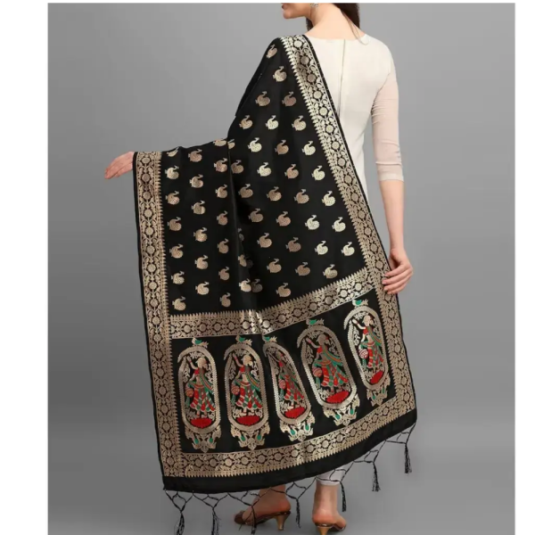 Handmade Black Banarasi Dupatta