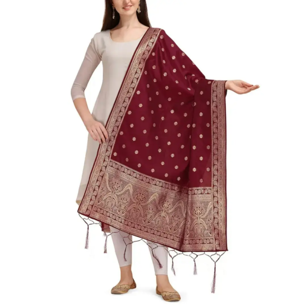 Handmade Maroon Banarasi Dupatta