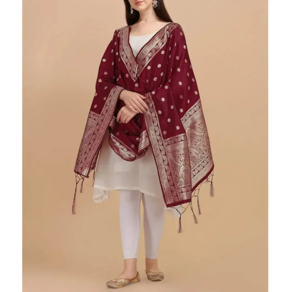 Handmade Maroon Banarasi Dupatta