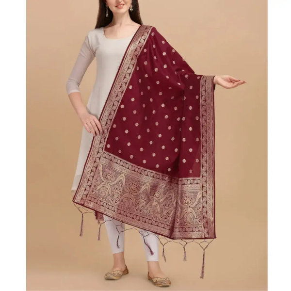 Handmade Maroon Banarasi Dupatta