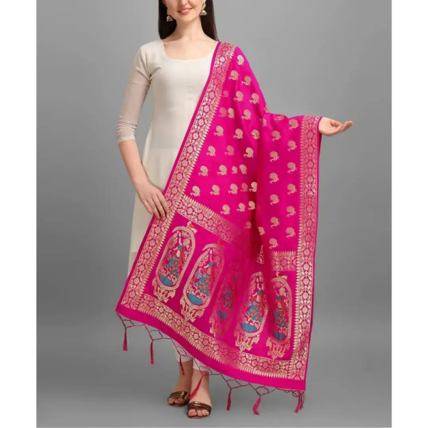 Handmade Pink Banarasi Dupatta