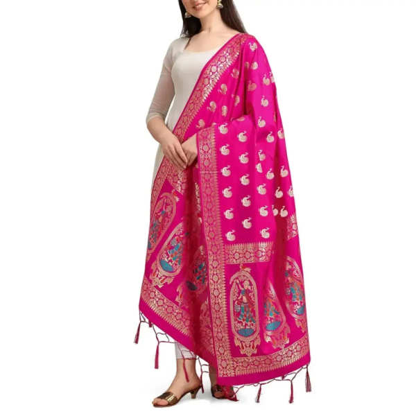 Handmade Pink Banarasi Dupatta