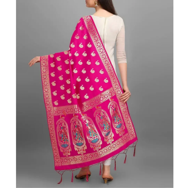 Handmade Pink Banarasi Dupatta