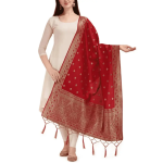 Handmade Ruby Red Banarasi Dupatta