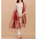 Handmade Ruby Red Banarasi Dupatta