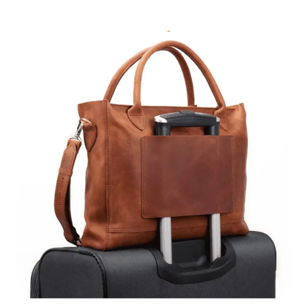 Leather Bag With Luggage Sleeve