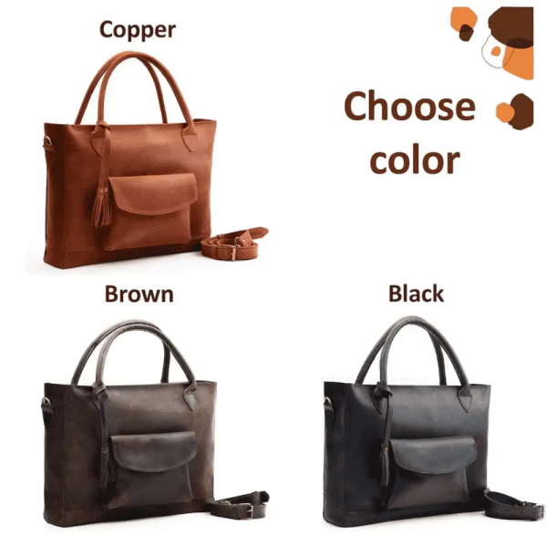 Leather Bag With Luggage Sleeve