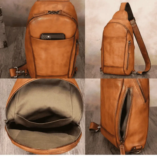 Pure Leather Sling Bag Crossbody Chest Purse