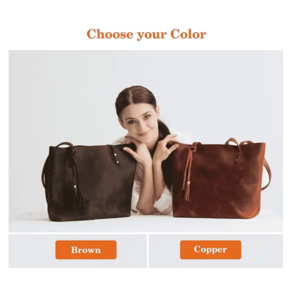 Pure Leather tote with zipper and pockets