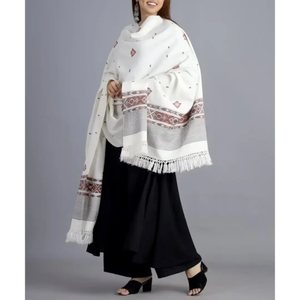 White Indian Pashmina Shawl / Throw Unisex - Himachal Pradesh
