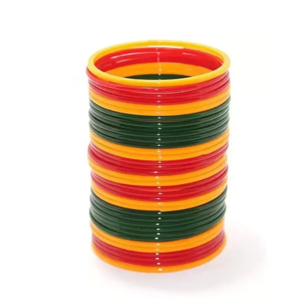 Yellow / Mixed Colour Glass Bangles - Firozabad Bangles