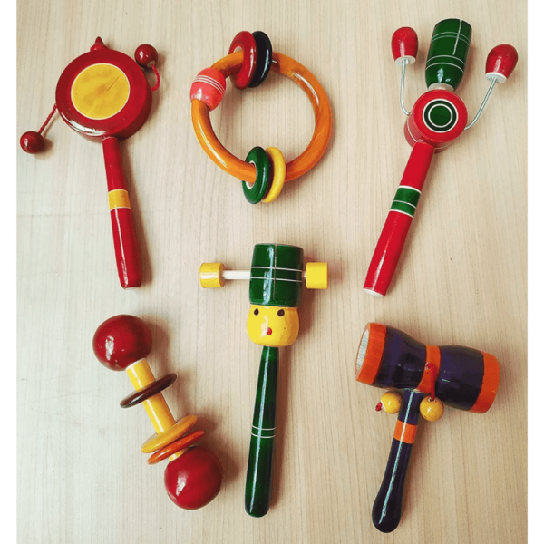 Channapatna Toys Wooden Rattles for Baby