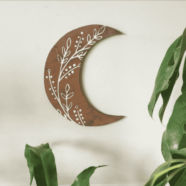 Hand Painted Wooden Moon Wall Art