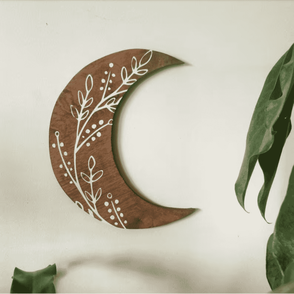 Hand Painted Wooden Moon Wall Art