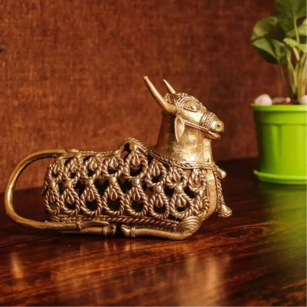 Handicraft Brass Nandi Sitting statue