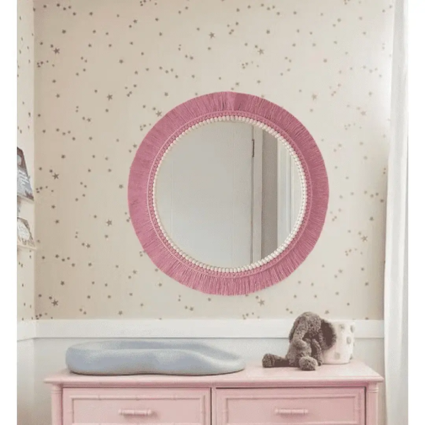 Handmade Macrame Pink Mirror