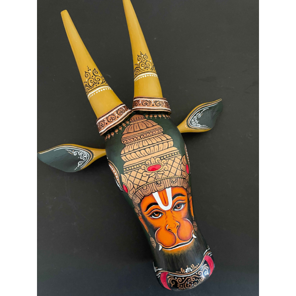 Hanuman Green Wooden Cow Head