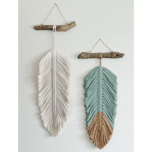Large Macrame Wall Hanging Leaf Feather