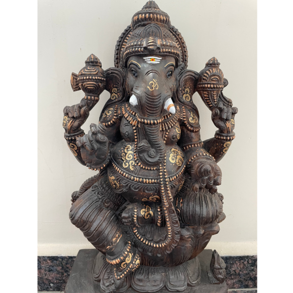 Vintage Ganesha wooden sculpture