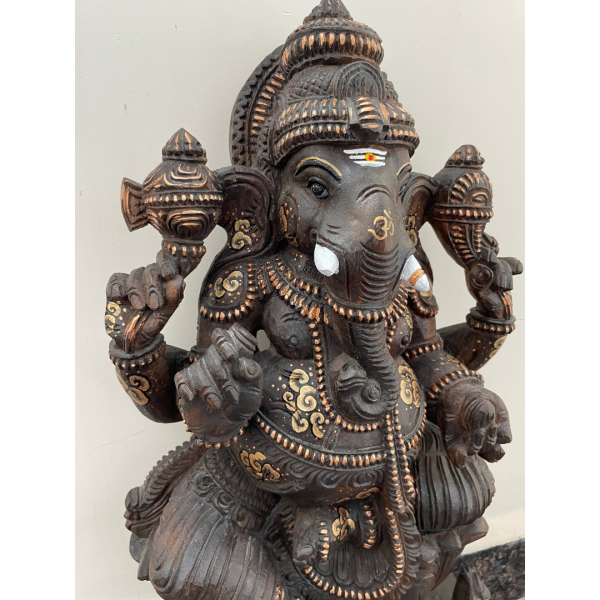 Vintage Ganesha wooden sculpture