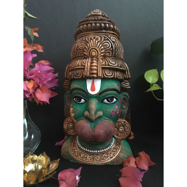 Vintage Hanuman wooden bust