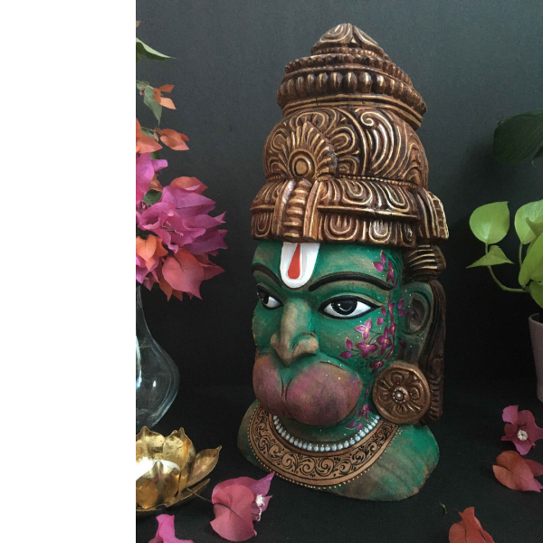 Vintage Hanuman wooden bust