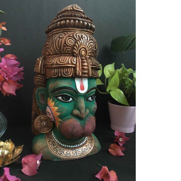 Vintage Hanuman wooden bust