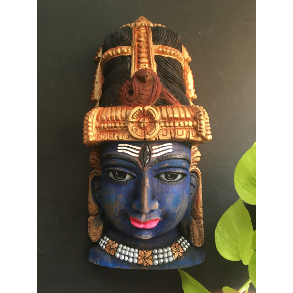 Vintage Shiva Wooden Bust - Handmade