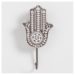 Wood Hamsa Black Wall Hook