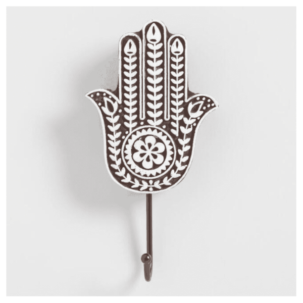 Wood Hamsa Black Wall Hook