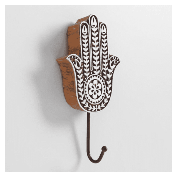 Wood Hamsa Black Wall Hook