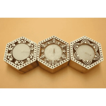 Wooden Decorative diya stand hand curved candle holder Set of 3