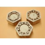 Wooden Decorative diya stand hand curved candle holder Set of 3