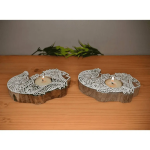 Wooden Fish Block Candle Holder, Set Of Two