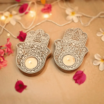 Wooden Hand Block Candle Holder, Set Of Two