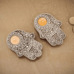 Wooden Hand Block Candle Holder, Set Of Two