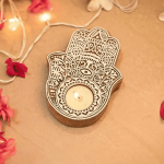 Wooden Hand Block Candle Holder, Set Of Two