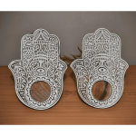 Wooden Hand Block Candle Holder, Set Of Two