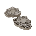 Wooden Lotus Block Candle Holder, Set Of Two