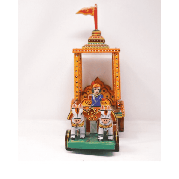 Wooden Rath with Horse Traditional - Wooden Lacquerware &Toys - GI Tag (Uttar Pradesh)